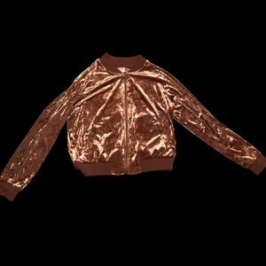 Vintage Dusty Rose Crushed Velvet Bomber Jacket Women’s size M